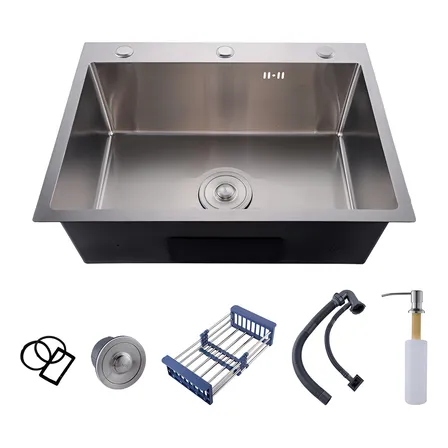 Cuba Pia Cozinha Gourmet Inox 304 Luxo 60x45x21cm Pia De Cozinha Com Acessórios Cor Acabamento Escovado Prata Winda Prateado