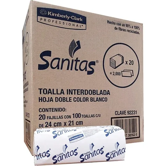Toalla Interdoblada Para Manos Sanitas 20 Pack C/ 100