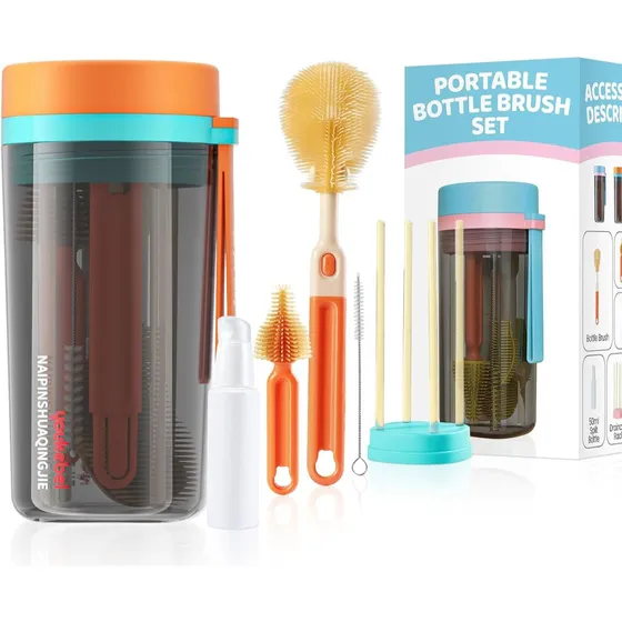Set De Limpieza Cepillos Portátil Para Mamaderas Biberones