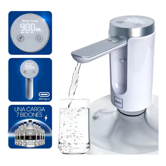 Bomba Agua Eléctrica Beiti 1368BT 2000mAh 3 Modos Bidones USB