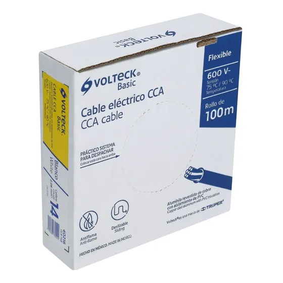 Cable Eléctrico Cal 14 Alucobre 100 M Blanco Volteck CCA-14B