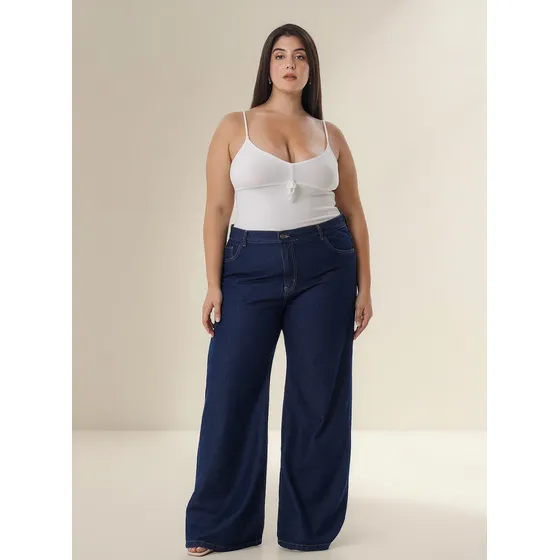 Jeans Wide Leg Mujer Modelo Andinocurvy Tiro Alto Rígido