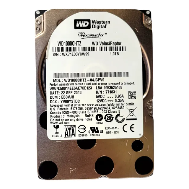 Hd Disco Rígido Inter Wester Digital Wd Velociraptor Wd1000chtz 1tb 10k 2,5 Sata
