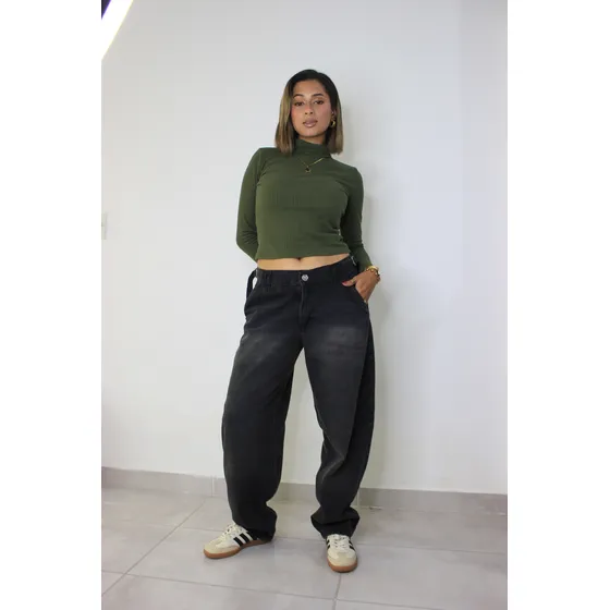 Jean Barrel De Jean Con Cintura Regulable Ktl Denim