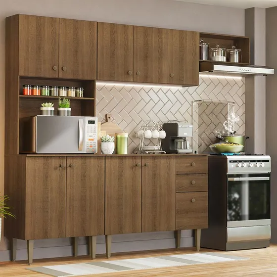 Mueble de cocina compacto Rustic Gourmet Madesa 02 de 235 cm
