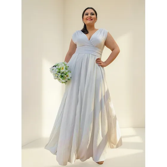 Vestido De Noiva Simples Plus Size Tamanhos 44 Ao 58