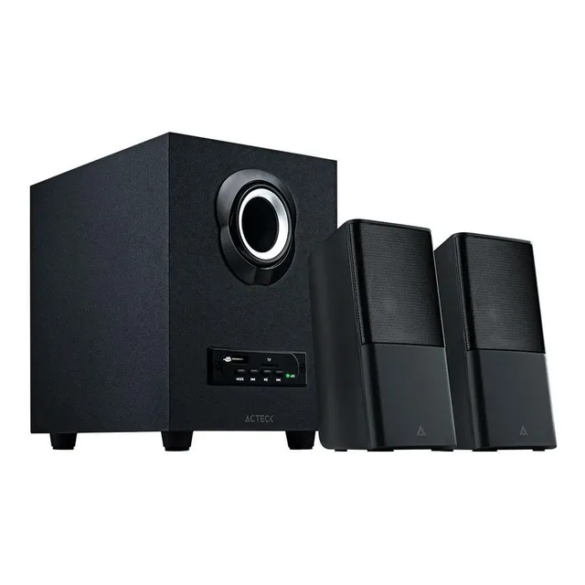 Bocinas Acteck S60 Pc 2.1 Canales Bluetooth 11 W Microsd Usb Color Negro