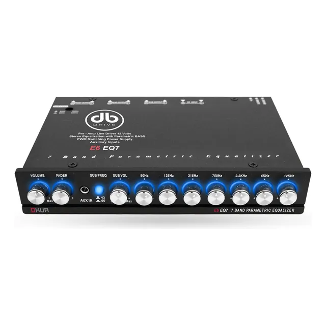 Ecualizador Paramétrico DB Drive E6 EQ7 OKUR Series 7 Bandas 7 Volts RMS 12 Volts Pre-Amp Line Driver Color Negro