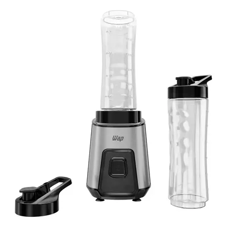 Liquidificador Portátil Wap Blender Go Wbg600 700ml Com 4 Lâminas Em Inox E Trava De Segurança Preto E Inox 127v