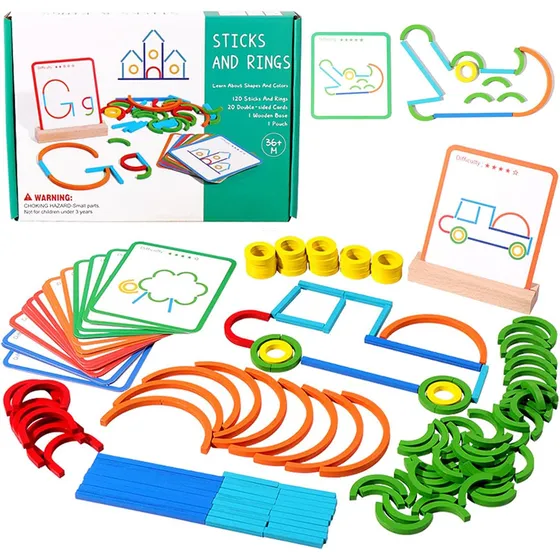 Juego De Construcción De Palos Y Anillos Con Forma De Rompec