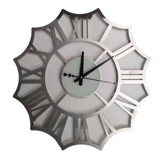 Reloj Romano De Pared - Acero Inoxidable Y Vidrio - Moderno Reloj Romano De Pared - Acero Inoxidable Y Vidrio - Moderno