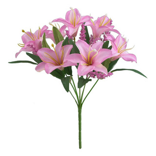 Flores Artificiales De Alta Gama Con 7 Cabezas De Lirios, De Flores Artificiales De Alta Gama Con 7 Cabezas De Lirios, De