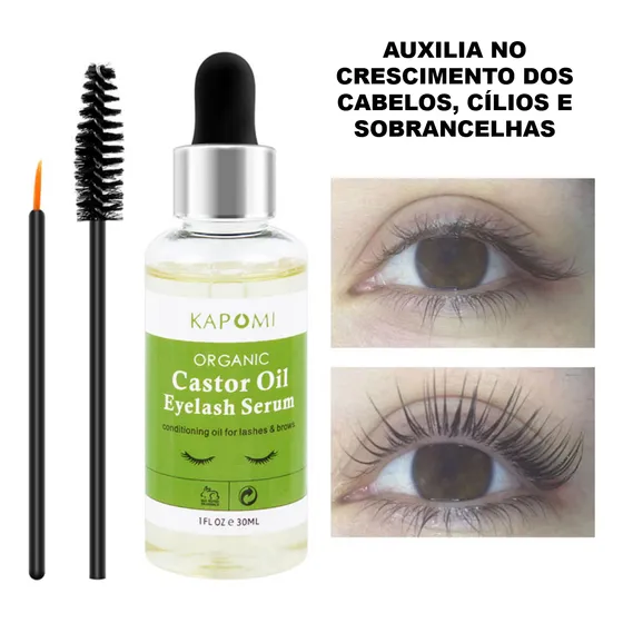 Óleo Natural De Rícino 100% Puro Kapomi 30ml Crescimento