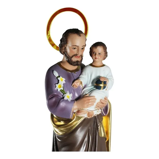 Imagem Escultura São José Com Menino Jesus 30cm Durata Cor Marrom