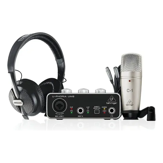 Interfaz de Audio Behringer U-Phoria Studio Kit con Micrófono y Auriculares | Cuotas sin interés