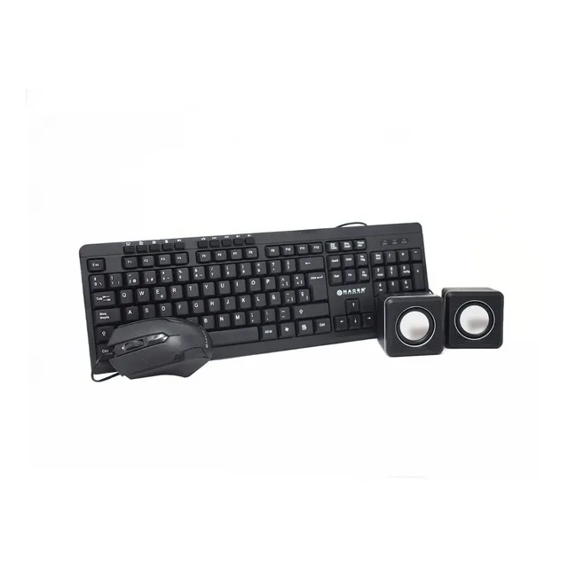 Kit completo Teclado, Mouse y Bocinas Naceb Technology Na-228 Diseño ergonómico (Bocinas 2 Altavoces de 60 PMPO) (Teclado 114 Teclas de membrana) (Mouse Resolución de 1000 DPI)