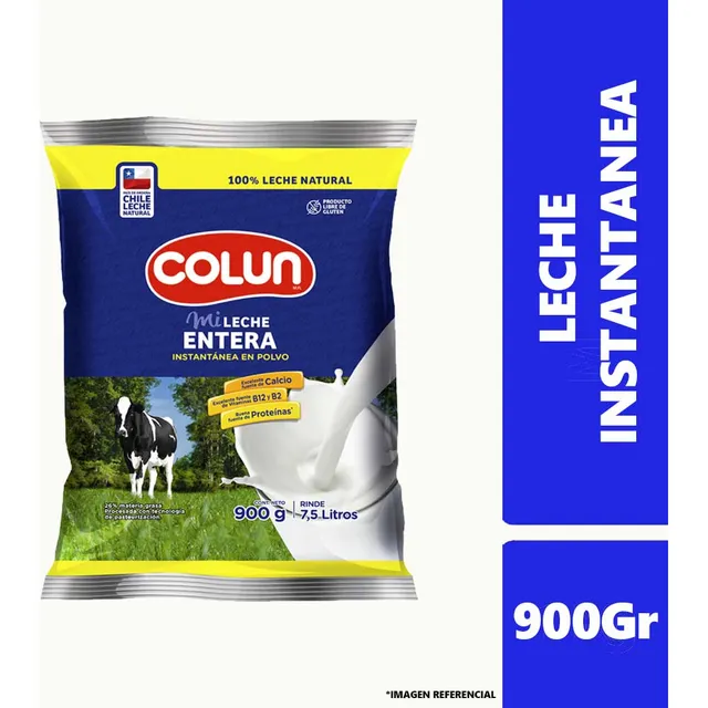 Leche En Polvo Entera Instantanea Colun - 900 Gramos