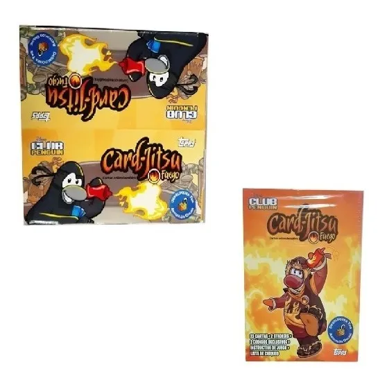 Caja 24 Sobre Club Penguin + Caja Tarjetas Card Jitsu Fuego