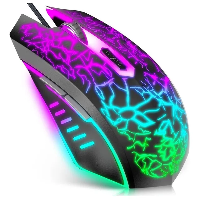 Mouse Con Cable Usb Versiontech Ergonomico Rgb Negro