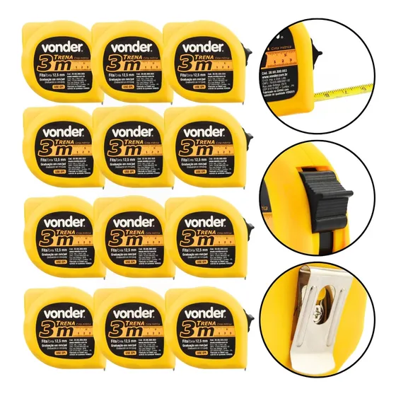 Kit 12 Trenas Curta De Aço 3 Metros Alta Qualidade - Vonder