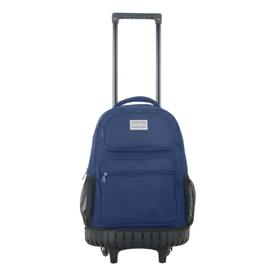 Mochila Con Carro Grande 18 PuLG Licencia Skora Color Azul marino Diseño de la tela Liso