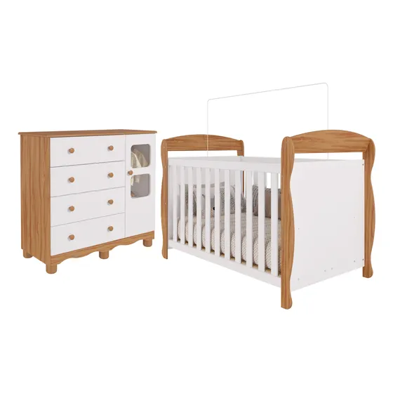 Quarto De Bebê Completo Berço Americano Marquesa Cômoda Uli