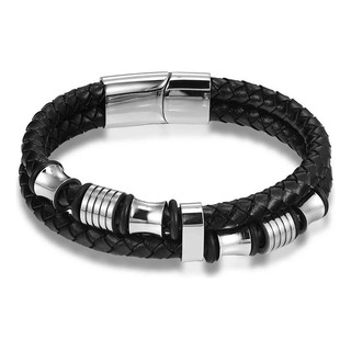 V Pulsera De Cuero Y Acero Inox Hombre Mujer Moda V Pulsera De Cuero Y Acero Inox Hombre Mujer Moda
