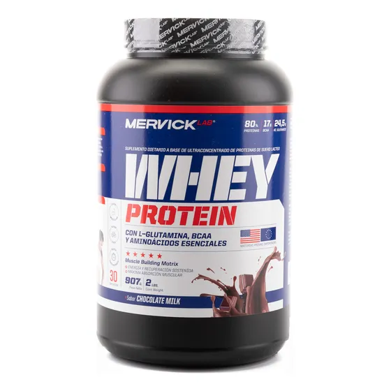Suplemento en polvo MervickLab Whey Protein proteínas sabor chocolate en pote de 2lbs