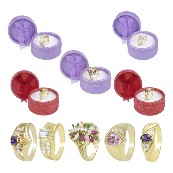 Anillos Enchapado En Oro + Estuche 