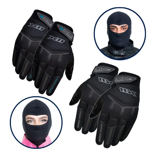 Kit Luva X11 Masculina Luva X11 Feminina 2 Balaclavas Moto
