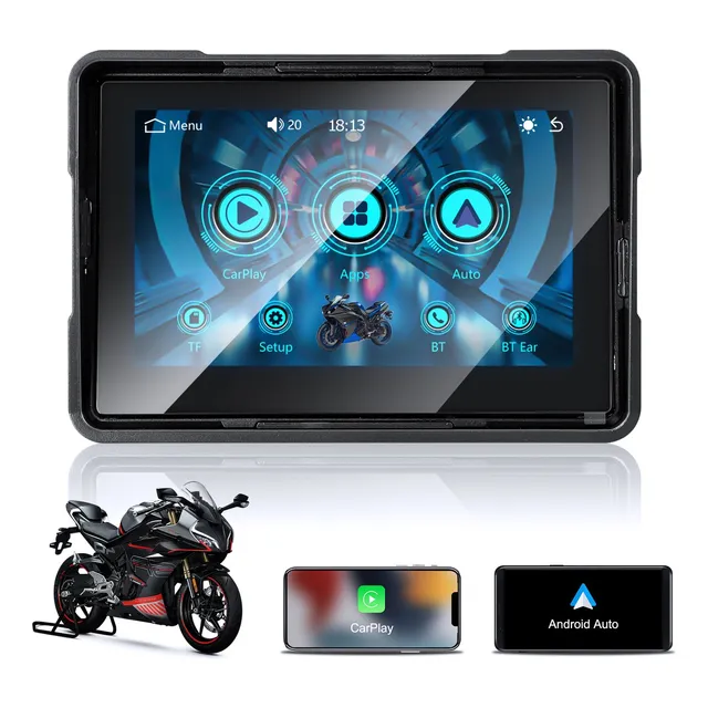 Pantalla De Motocicleta Con Apple Carplay Android Auto Map
