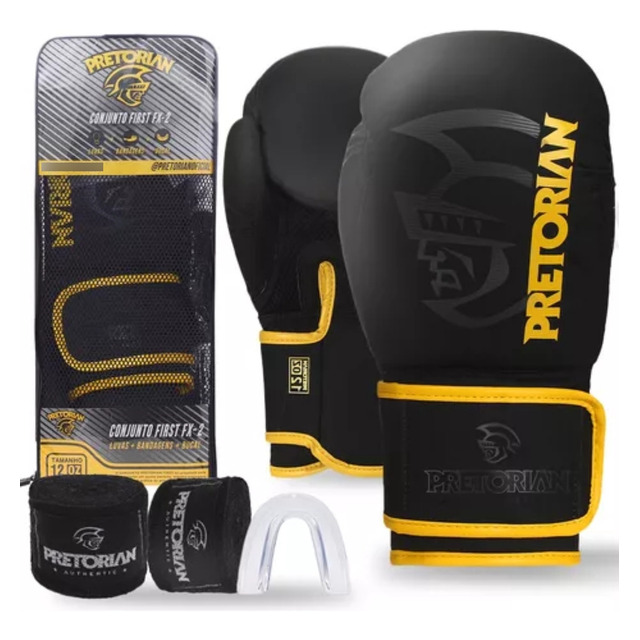 Kit Luva Pretorian First Boxe Muay Thai + Bandagem + Bucal Kit Luva Pretorian First Boxe Muay Thai + Bandagem + Bucal