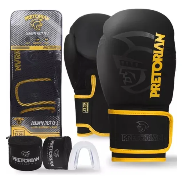 Kit Luva Pretorian First Boxe Muay Thai + Bandagem + Bucal