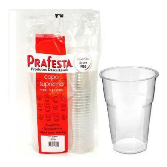 240un Copo Descartavel Supremo 300ml Cristal Semi Acrílico