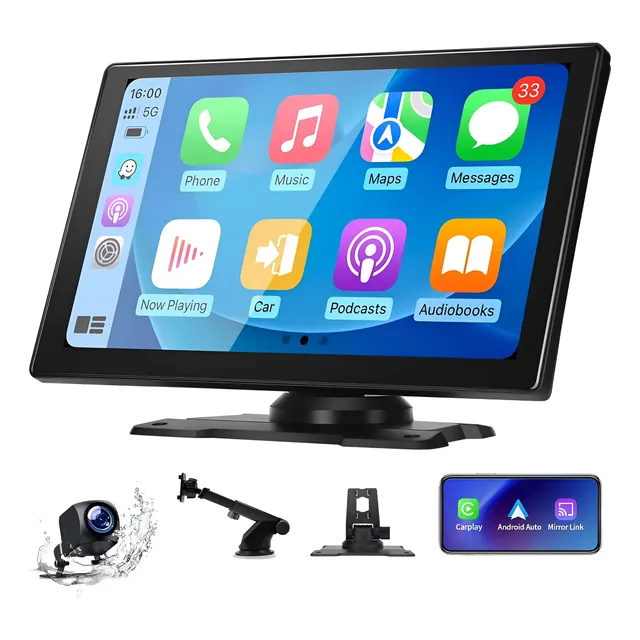 Auto Radio Portátil Para Coche Carplay De 9 Pulgadas+cámara