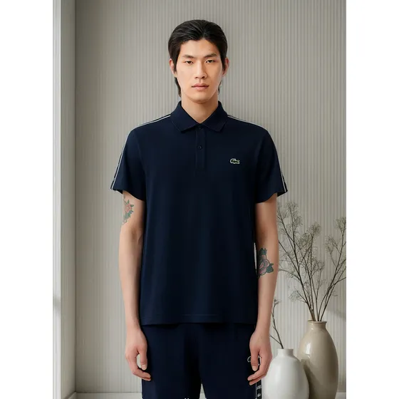 Polo Lacoste Com Logo Em Piquet Elástico Original