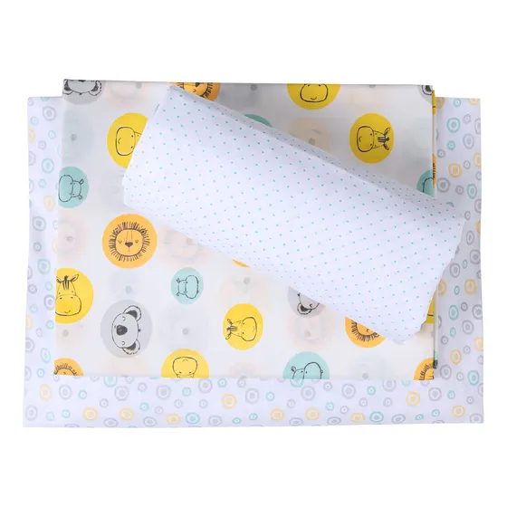 Kit Jogo De Lençol Para Berço E Mini Cama C/elástico 3peças Cor Safari