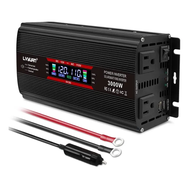 Inversor 1500w/3000w Dc A Ca 12v A 110v Con Pantalla Lcd Y S