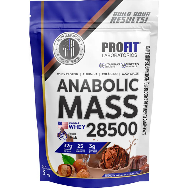Hipercalórico Anabolic Mass 28500 Creme De Avelã 3kg Profit