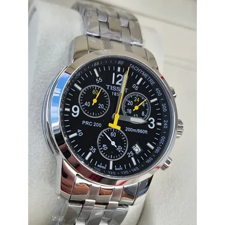Relógio Tissot Masculino Prc 200 Fundo Preto Quartzo Prata Preto