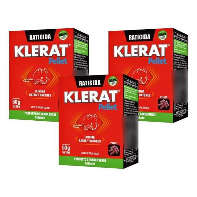 Klerat Pellet 50g Veneno Para Ratas Y Ratones 3 Unidades