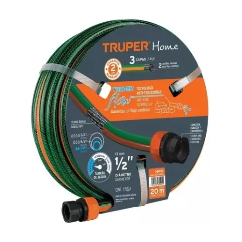 Manguera De Riego 3 Capas Reforzada 20 Mtrs Truper 16052