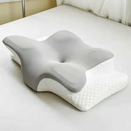 Travesseiro Cervical Ortopédico com Espuma Viscoelástica e Efeito Memória, Memory Foam, Capa em Poliéster, Design Ergonômico, Proporciona Alívio Dor Cervic e Melhora a Qualidade do Sono
