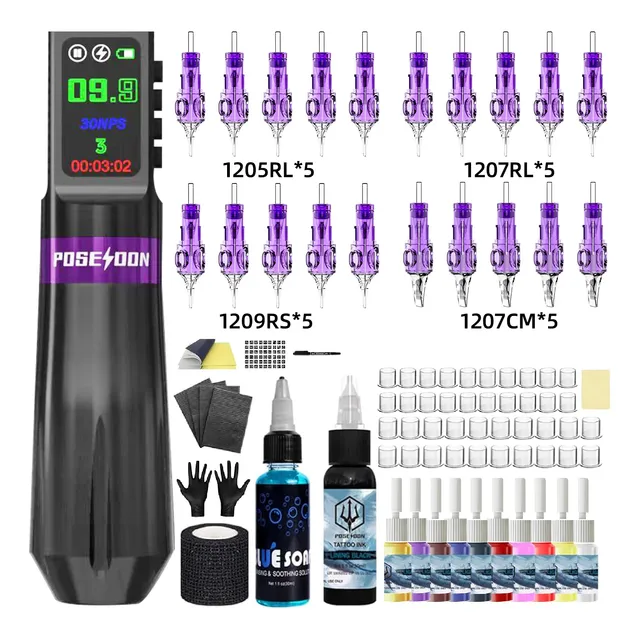 Kit  Maquina Pen Rotativa Tattoo Tatuaje  Fuente Inalambrica