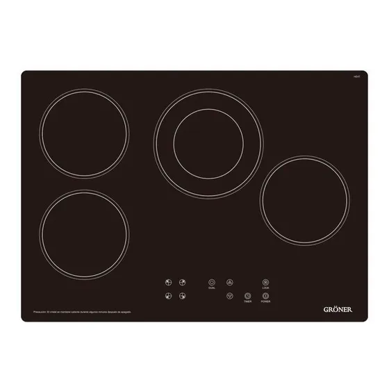 Encimera Vitrocerámica Gröner Touch Dual 4q Color Negro