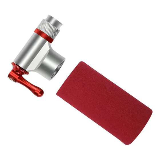 Inflador Pico Co2 Dioxido Bici Ciclismo Bicicleta S/ Garrafa Color Cromo Y Rojo