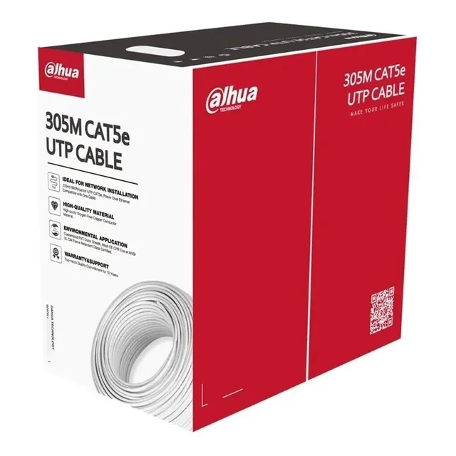 Dahua Bobina De Cable Utp Blanco 100% Cobre Cat 5e 305 Mts