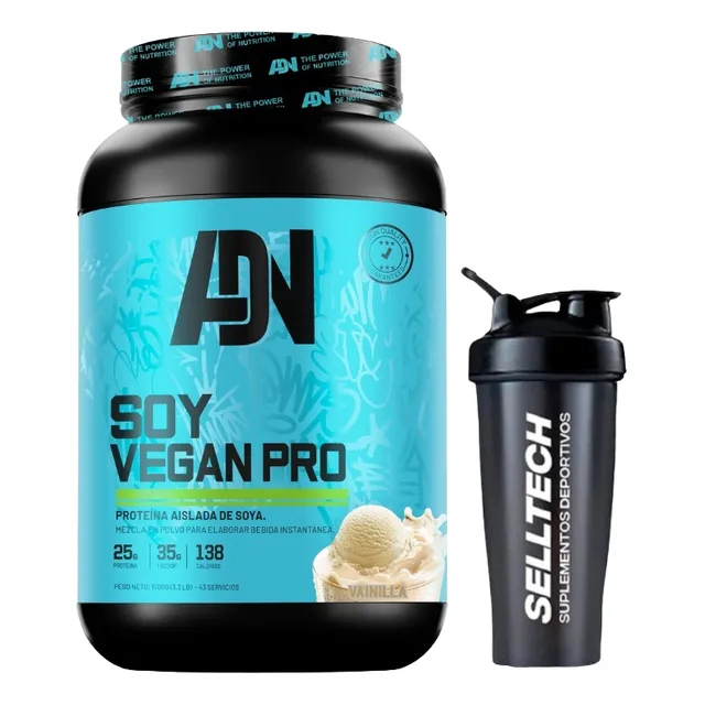 Proteína Adn Soy Vegan Protein 1.5kg Vainilla + Shaker