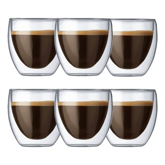 Copos De Vidro Borasilicato Duplo 80ml Nespresso 06 Unidades