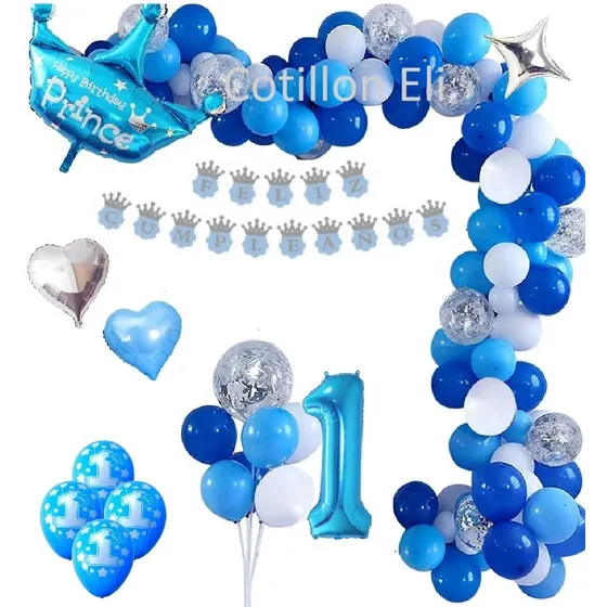 Set Deco  Globos Cumple Primer Añito 1 Año Nene Varon